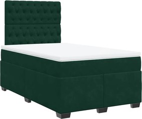 vidaXL sötétzöld bársony rugós ágy matraccal 120x190 cm