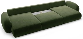 Zöld bársony kinyitható-tárolóhelyes (U alakú) sarokkanapé Tonale – Cosmopolitan Design