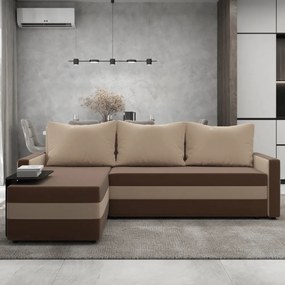 Univerzális ülőgarnitúra, barna/bézs, PAULITA NEW