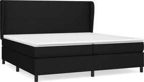 vidaXL fekete szövet rugós ágy matraccal 200 x 200 cm