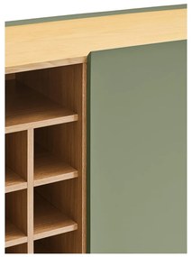 Zöld magas komód tölgyfa dekorral 95x120 cm Arista – Teulat
