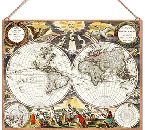 Antik térkép-Orbis Terrarum Nova üvegkép, falikép
