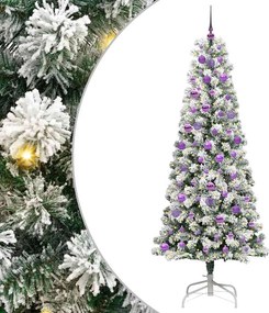 vidaXL Műanyag Hajtogatós Karácsonyfa 300 LED-del Zöld és Fehér 210 cm