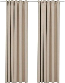 vidaXL 2 db bézs vászonhatású sötétítőfüggöny kampókkal 140 x 245 cm