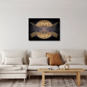 Kép - Arany mandala nyilakkal (üvegen) (70x50 cm)