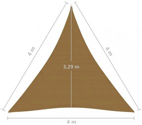 tópszínű HDPE napvitorla 160 g/m² 4 x 4 x 4 m