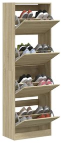 sonoma tölgy cipőszekrény 4 kihajtható fiókkal 60x34x187,5 cm
