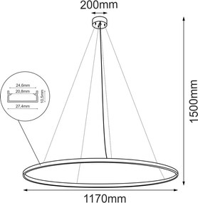 Antigo Agari 5344 Függőlámpa 1x73W/LED 4000K 8913lm IP20