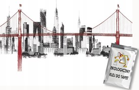 Fotótapéta Flizelina Város Panoráma Felhőkarcolók Vörös Híd 200x140 ragasztó