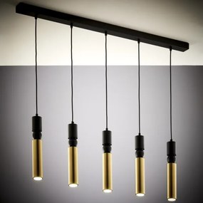 Jupiter 2012 - Csillár zsinóron ALAS 5xGU10/10W/230V fekete/arany