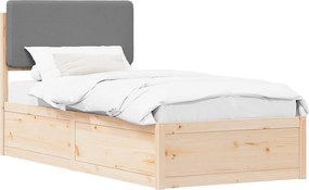 vidaXL Ágykeret Kárpitozott Fejtámlával Világosszürke 100 x 200 cm