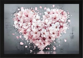 Poszter Keret Fa Akvarell Kompozíció Szív Cseresznye Virágok 60x40