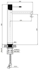 Cersanit S951-599 - Mosdócsap ZEN 32,2 cm fekete