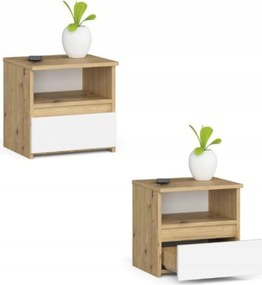 Éjjeliszekrény CL1 artisan-fehér dohányzóasztal 40cm Akd