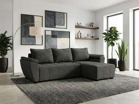 LIVARO L alakú kihúzható, megfordítható sarokkanapé 251x140 cm, sötétszürke
