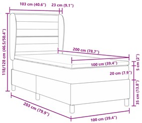 Kék Boxspring Ágy Matrac 100x200 cm Szövet