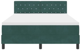 Boxspring Ágy Mattal Sötét Zöld 160x200 cm Bársonyos