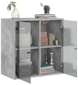 betonszürke faliszekrény üvegajtókkal 68 x 37 x 68,5 cm