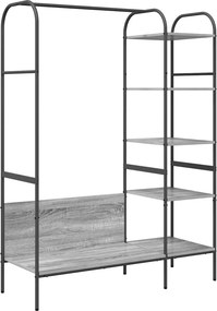 vidaXL Ruhafogó polcokkal tárolóval Szürke 120 x 44 x 160 cm Faanyag