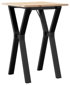 tömör fenyőfa és acél étkezőasztal Y-vázzal 50x50x75 cm