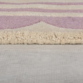Lila-natúr színű kézi szövésű gyapjú szőnyeg 160x230 cm Lois Scallop – Flair Rugs