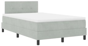 Box Spring Ágy Matraccal és LED Világosszürke 120x190 cm Bársony