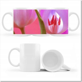 Nyomott mintás bögre Rózsaszín tulipán