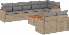 vidaXL 9 részes vegyes bézs polyrattan kerti ülőgarnitúra párnákkal