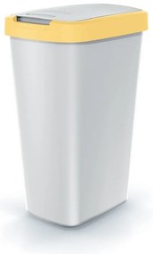 Szemeteskosár színes tetővel, 45 l, sárga / szürke