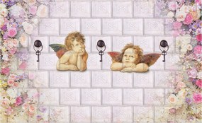 Flizelin fotótapéta Angyalok Kulcsok Tégla Vintage Romantika 350x250 +ragasztó