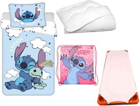 Disney Lilo és Stitch, A csillagkutya Pink Clouds Planet gyerek, ovis ágyneműhuzat, derékalj, tornazsák és paplan/párna szett 100x135 cm 40x60 cm