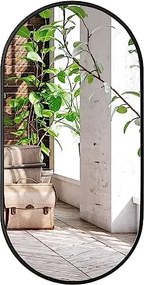 Ovális tükör 80 × 40 cm – fekete loft stílusban