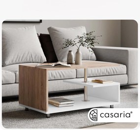 Casaria® Orlando dohányzóasztal 95x55x50 cm - fehér/tölgyfa