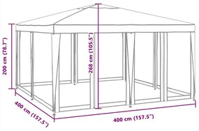 fehér HDPE rendezvénysátor 8 hálós oldalfallal 4 x 4 m