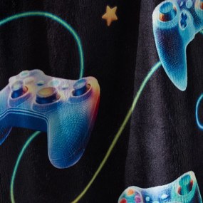 Fekete-kék mikroplüss gyerek takaró 130x170 cm Gamer – Catherine Lansfield