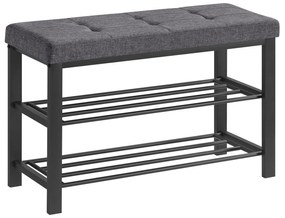 Cipősszekrény paddal és szürke ülőkével MOBRIX 81x49 cm, fekete