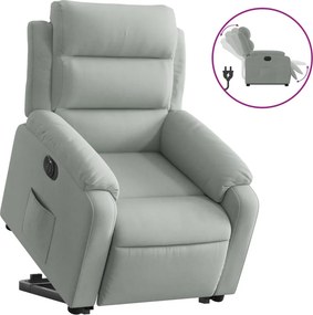 vidaXL elektromos felállást segítő világosszürke bársony fotel