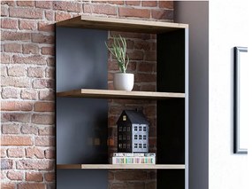 Corner könyvespolc wotan tölgy, fekete