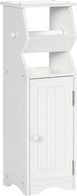 Kleankin Helytakarékos Fehér MDF Fürdőszobai Szekrény WC Papír Tárolóval, 19x15x56 cm | Aosom