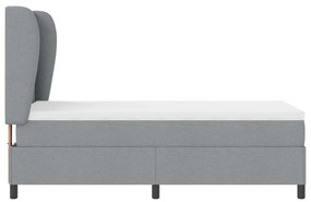 Boxspring Ágy Matracal - Világosszürke, 90x200 cm, Szövet