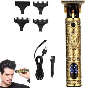 VGR Akkumulátoros Minőségi Gravírozott Férfi Hajvágó Gép 1500 mAh Lítium Akku Digitális kijelzővel