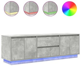 betonszürke TV-szekrény LED lámpákkal 160,5x41x50 cm