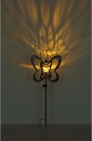 Globo 36581 Solar lámpa, ezüstszürke/fekete fém, matt fekete műanyag, átlátszó gömb repedezett üveg hatással, tolókapcsoló, AAA 300mAh 1.2V elemmel, IP44, HxSzxM: 380x60x830mm, tartozék: 0.06W 3V LED, 3000K