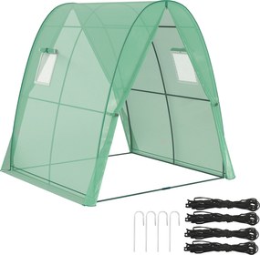 Outsunny Üvegház Roll-Up Ajtóval, 2 Ablakkal, Téli Ellenálló Acél Keretű Üvegház Erkélyre, Kertbe, Paradicsom Ház 180 x 180 x 200 cm, Paradicsom Üvegh