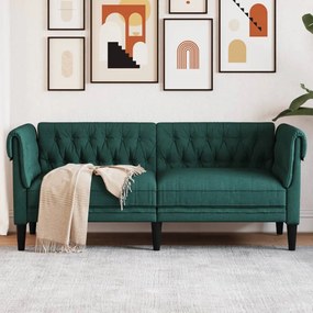 sötétzöld 2 személyes szövet Chesterfield kanapé