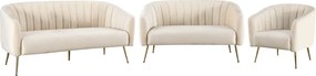 Design 3-as ülés kanapé, bézs Velvet szövet/gold króm-arany, BAGY
