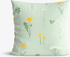 Goldea pamut párnahuzat - mező, zöld melanzs alapon 40 x 40 cm