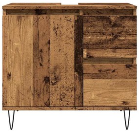 Antik fa színű szerelt fa mosdószekrény 65 x 33 x 60 cm