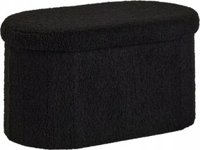 Bouclé Ovális Összecsukható Pad, Fekete, 72 X 39 CM Tárolórekesszel