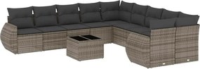 vidaXL 11 részes világosszürke polyrattan kerti ülőgarnitúra párnákkal